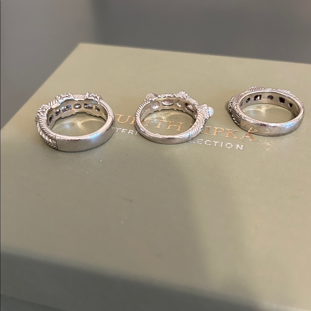 Judith Ripka sterling silver stack rings. Set of 3. Size 8 - Picture 3 of 14